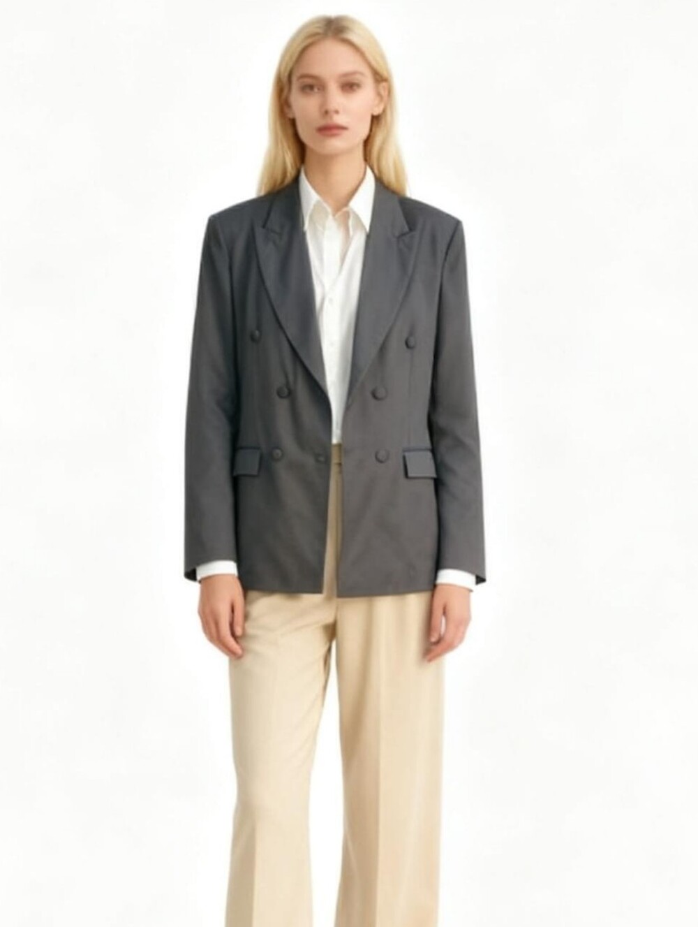 French Crown Double-Breasted Blazer Size L